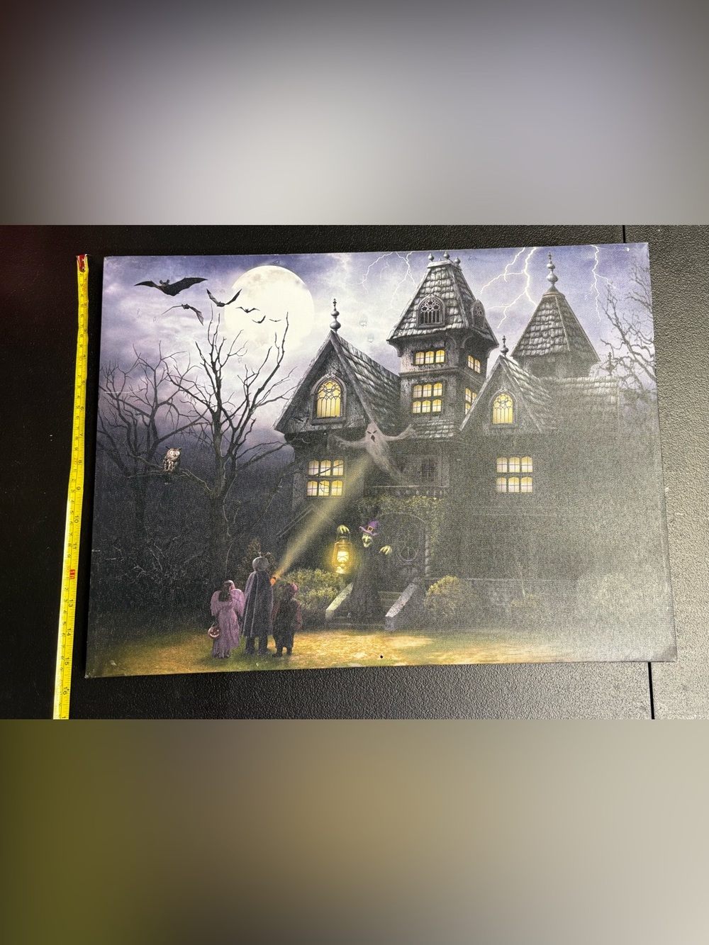 Haunted House Halloween Wall Art Print - Moonlit Purple & Gray